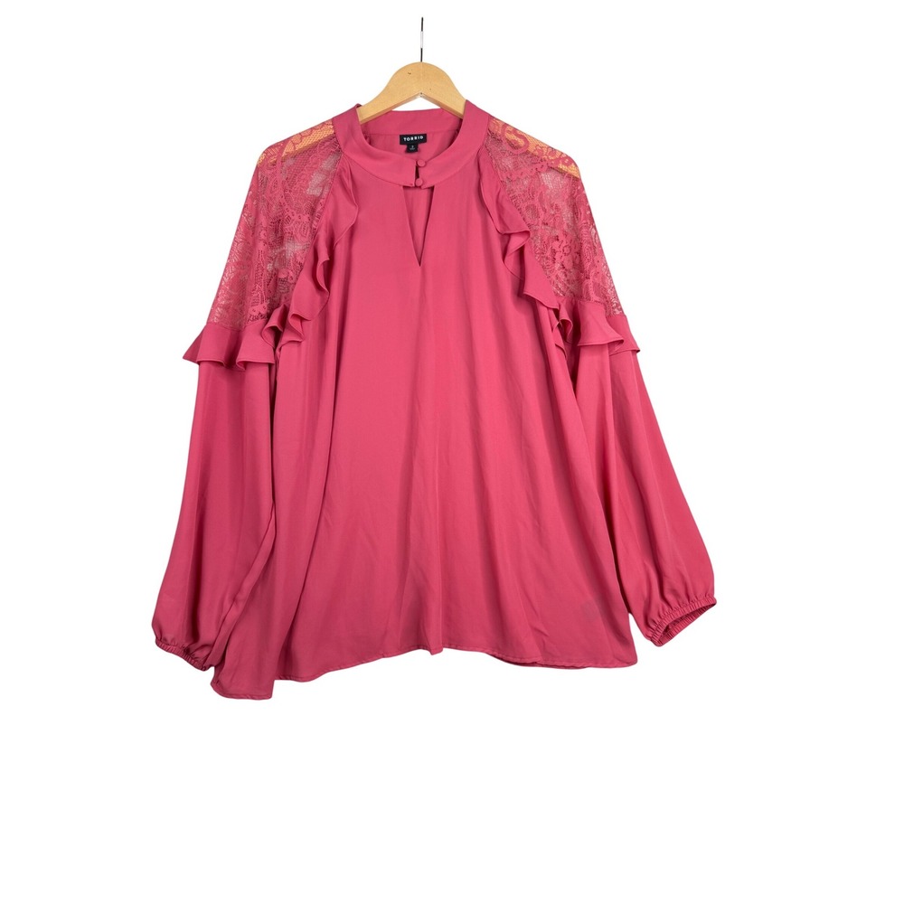 Torrid Georgette Lace Sleeve Top size 2X Pink